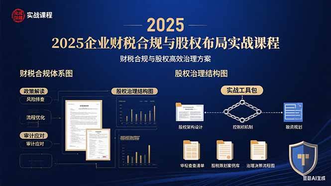 2025企业财税合规与股权布局的实战课程：财税合规与股权高效治理方案|52搬砖-我爱搬砖网