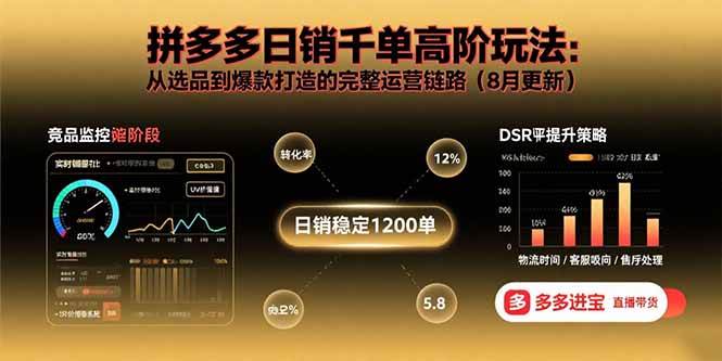 拼多多日销千单高阶玩法：从选品到爆款打造的完整运营链路|52搬砖-我爱搬砖网