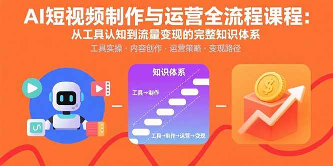 AI短视频制作与运营全流程课程：从工具认知到流量变现的完整知识体系|52搬砖-我爱搬砖网