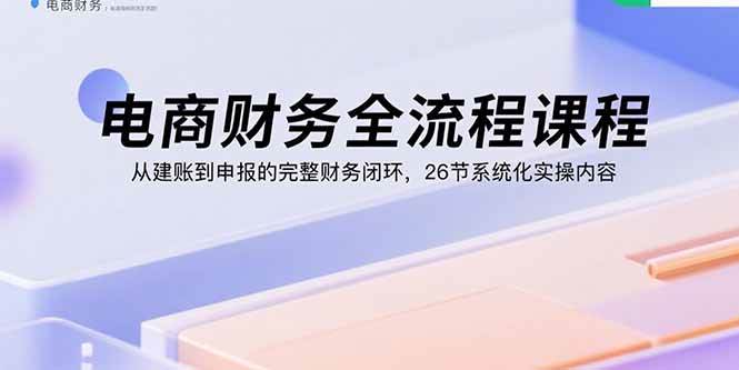 电商财务全流程课程：从建账到申报的完整财务闭环，26节系统化实操内容|52搬砖-我爱搬砖网