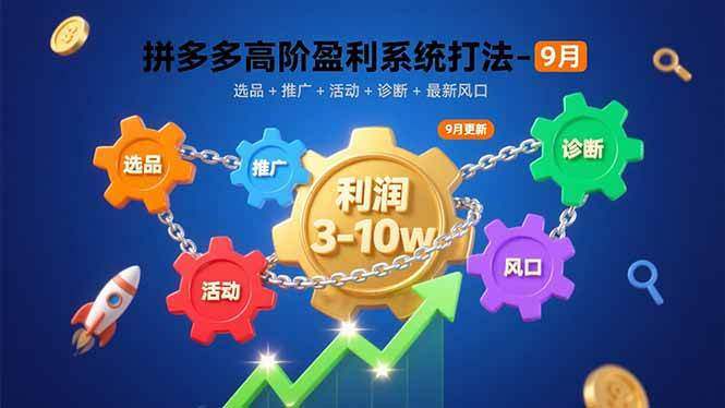 拼多多高阶盈利系统打法-9月：选品+推广+活动+诊断+最新风口，月利润3-10w|52搬砖-我爱搬砖网