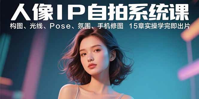 人像IP自拍系统课：构图、光线、Pose、氛围、手机修图 15章实操学完即出片|52搬砖-我爱搬砖网