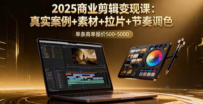 2025商业剪辑变现课：真实案例+素材+拉片+节奏调色，单条商单报价500-5000|52搬砖-我爱搬砖网