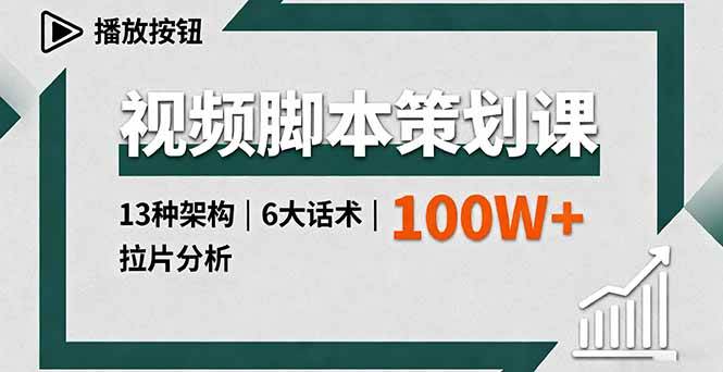 视频脚本策划课，13种架构、6大话术、拉片分析，单条播放百万+|52搬砖-我爱搬砖网