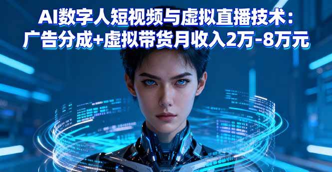 AI数字人短视频与虚拟直播技术：广告分成+虚拟带货月收入2万-8万元|52搬砖-我爱搬砖网