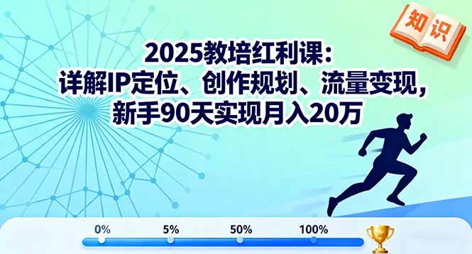 2025教培红利课：详解IP定位、创作规划、流量变现，新手90天实现月入20万|52搬砖-我爱搬砖网