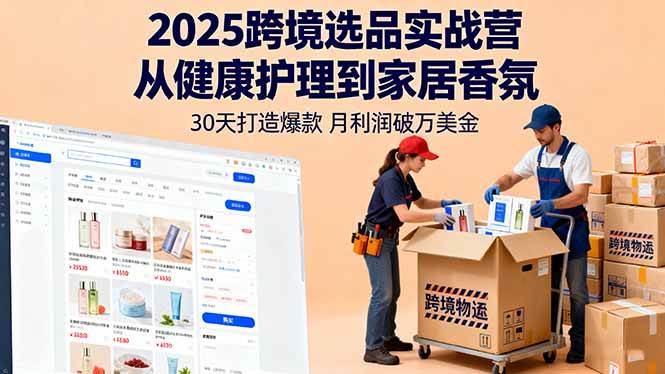 2025跨境选品实战营：从健康护理到家居香氛，30天打造爆款,月利润破万美金|52搬砖-我爱搬砖网