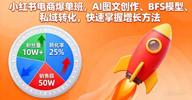 小红书电商爆单班，AI图文创作、BFS模型、私域转化，快速掌握增长方法|52搬砖-我爱搬砖网