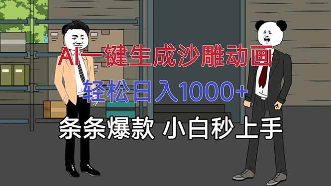 AI一键生成沙雕动画，轻松日入1000+，条条爆款，小白秒上手|52搬砖-我爱搬砖网