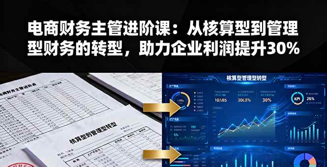 电商财务主管进阶课：从核算型到管理型财务的转型，助力企业利润提升30%|52搬砖-我爱搬砖网