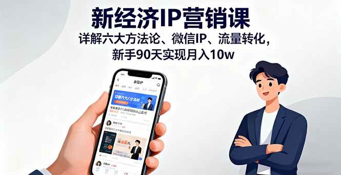 新经济IP营销课：详解六大方法论、微信IP、流量转化，新手90天实现月入10w|52搬砖-我爱搬砖网
