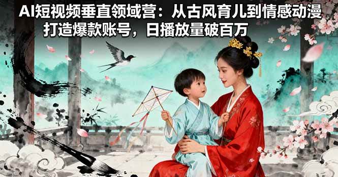 AI短视频垂直领域营：从古风育儿到情感动漫，打造爆款账号,日播放量破百万|52搬砖-我爱搬砖网