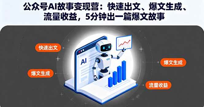 公众号AI故事变现营：快速出文、爆文生成、流量收益，5分钟出一篇爆文故事|52搬砖-我爱搬砖网