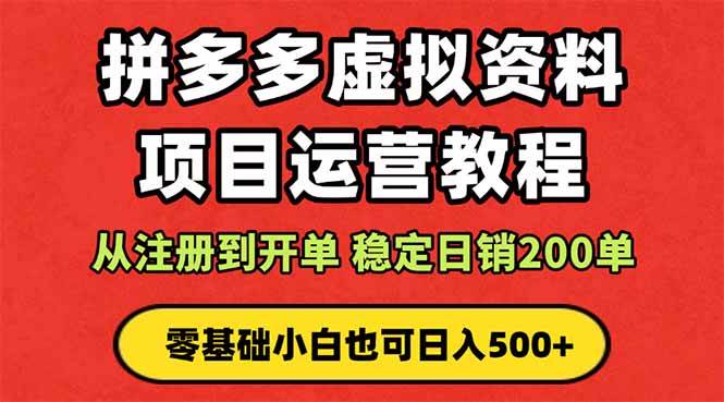 拼多多开店运营课程： 蓝海变现玩法，轻松实现睡后收入 零基础小白也可…|52搬砖-我爱搬砖网