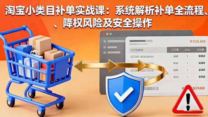 淘宝小类目补单实战课：系统解析补单全流程、降权风险及安全操作|52搬砖-我爱搬砖网