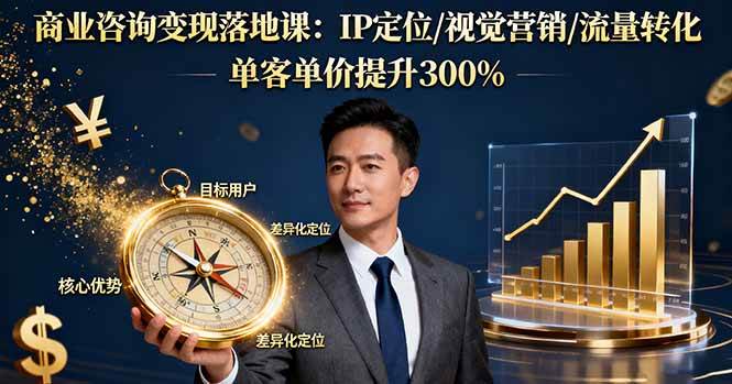 商业咨询变现落地课：IP定位/视觉营销/流量转化，单客单价提升300%|52搬砖-我爱搬砖网