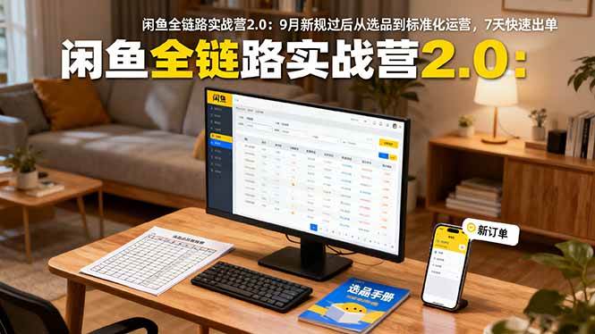闲鱼全链路实战营2.0：9月新规过后从选品到标准化运营，7天快速出单|52搬砖-我爱搬砖网