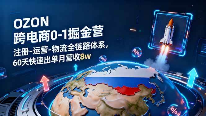 OZON跨境电商0-1掘金营：注册-运营-物流全链路体系，60天快速出单月营收8w|52搬砖-我爱搬砖网