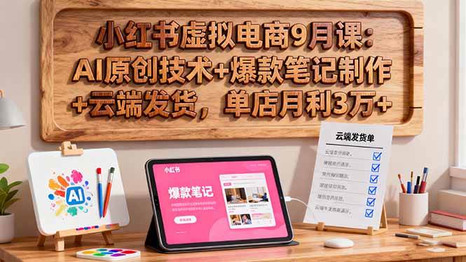 小红书虚拟电商9月课：AI原创技术+爆款笔记制作+云端发货，单店月利3万+|52搬砖-我爱搬砖网