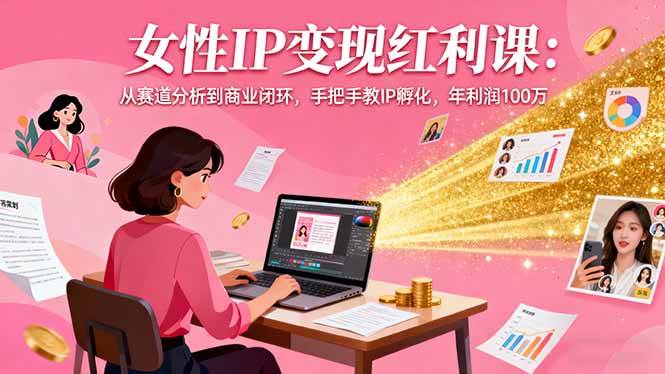 女性IP变现红利课：从赛道分析到商业闭环，手把手教IP孵化，年利润100万|52搬砖-我爱搬砖网