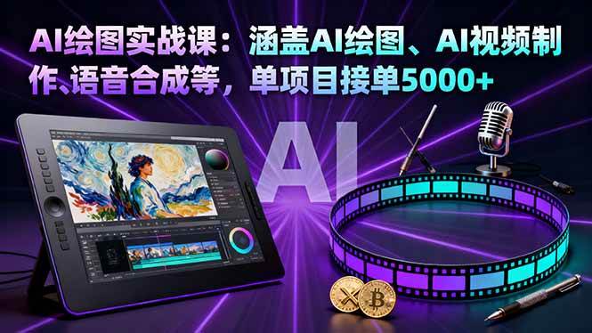 AI绘图实战课：涵盖AI绘图、AI视频制作、语音合成等，单项目接单5000+|52搬砖-我爱搬砖网