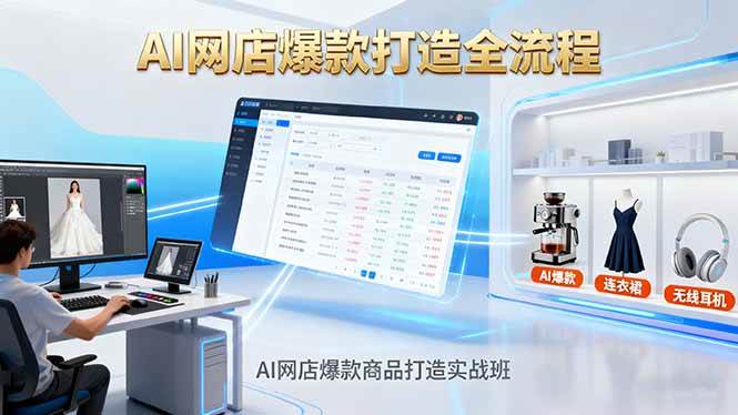 AI网店爆款商品打造实战班：AI技术实现商品图智能处理，快速搭建AI网店|52搬砖-我爱搬砖网