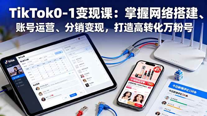 TikTok0-1变现课:掌握网络搭建、账号运营、分销变现,打造高转化万粉号|52搬砖-我爱搬砖网