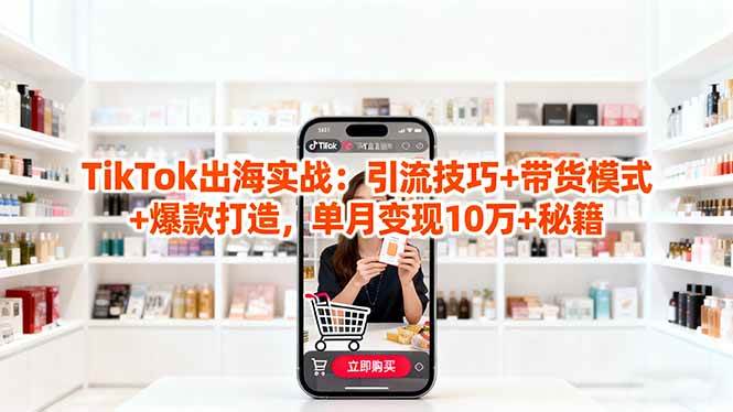 「TikTok出海实战」引流技巧+带货模式+爆款打造，单月变现10万+秘籍|52搬砖-我爱搬砖网