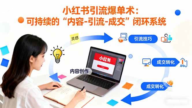 小红书引流爆单术：构建一套低成本 可持续的“内容-引流-成交”闭环系统|52搬砖-我爱搬砖网