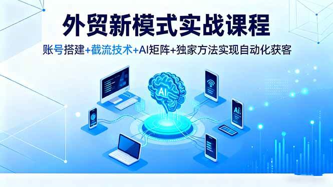 外贸新模式实战课程，账号搭建+截流技术+AI矩阵+独家方法实现自动化获客|52搬砖-我爱搬砖网