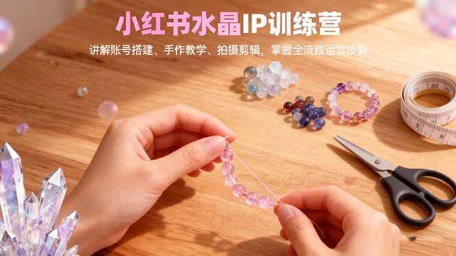 小红书水晶IP训练营,讲解账号搭建、手作教学、拍摄剪辑,全流程运营技能|52搬砖-我爱搬砖网