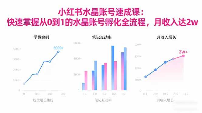 2025小红书水晶账号速成课:快速掌握从0-1水晶账号孵化全流程,月收入达2w|52搬砖-我爱搬砖网