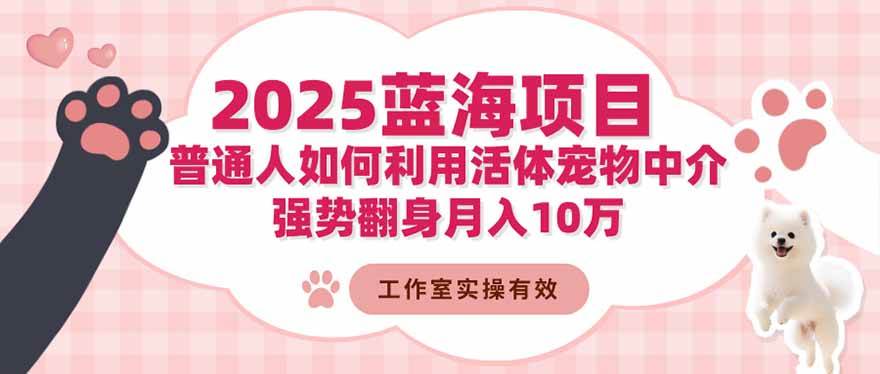 2025蓝海项目：普通人如何利用活体宠物中介，强势翻身月入10万|52搬砖-我爱搬砖网