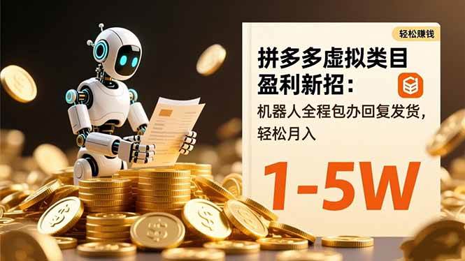 拼多多虚拟类目盈利新招：机器人全程包办回复发货，轻松月入 1-5W|52搬砖-我爱搬砖网