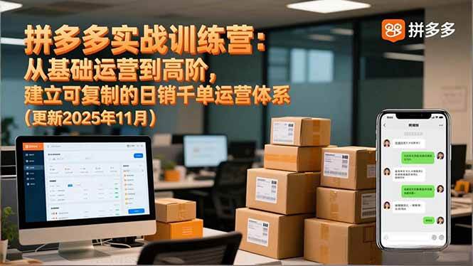 拼多多实战训练营：从基础运营到高阶，建立可复制的日销千单运营体系|52搬砖-我爱搬砖网