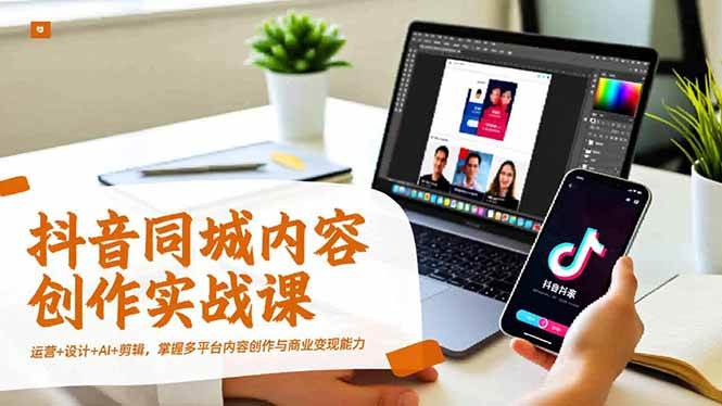 抖音同城内容创作实战课，运营+设计+AI+剪辑，掌握多平台内容创作与商业变现能力|52搬砖-我爱搬砖网