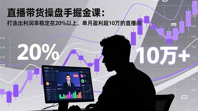 直播带货操盘手掘金课：打造出利润率稳定在20%以上、单月盈利超10万的直播间|52搬砖-我爱搬砖网