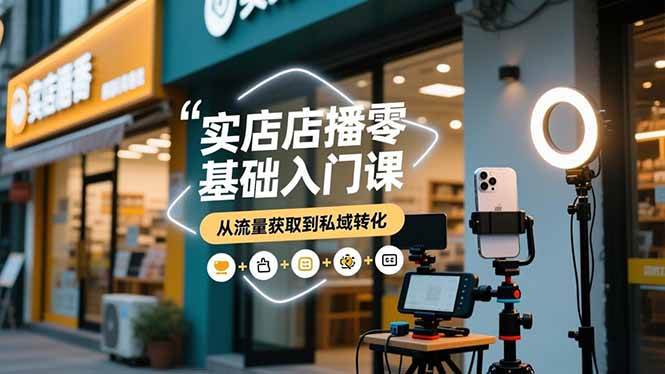 实体店播零基础入门课，实体店+短视频+直播+微信生态+私域社群，从流量获取到私域转化|52搬砖-我爱搬砖网