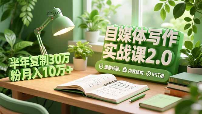 自媒体写作实战课2.0，爆款标题、内容结构、IP打造，半年复制30万粉月入10万+|52搬砖-我爱搬砖网