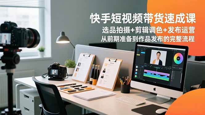 快手短视频带货速成课,选品拍摄+剪辑调色+发布运营,从前期准备到作品发布的完整流程|52搬砖-我爱搬砖网