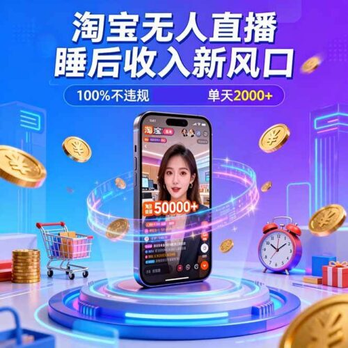 淘宝无人直播,不违规不封号,直播100小时卖了5万,年底旺季!|52搬砖-我爱搬砖网