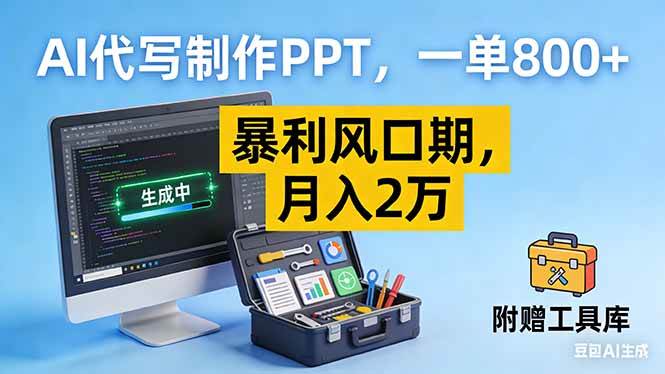 AI代写制作PPT，一单800+， 暴利风口期，月入2万【附工具】|52搬砖-我爱搬砖网