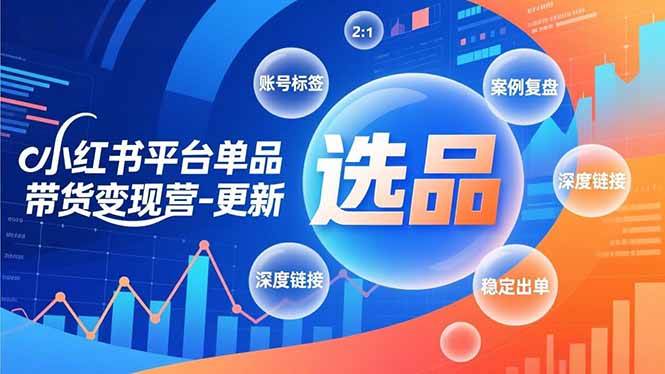 小红书平台单品带货变现营-更新，极致选品、账号标签、案例复盘，深度链接，快速启动稳定出单|52搬砖-我爱搬砖网