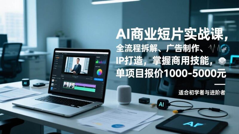AI商业短片实战课，全流程拆解、广告制作、IP打造，掌握商用技能，单项目报价1000-5000元|52搬砖-我爱搬砖网