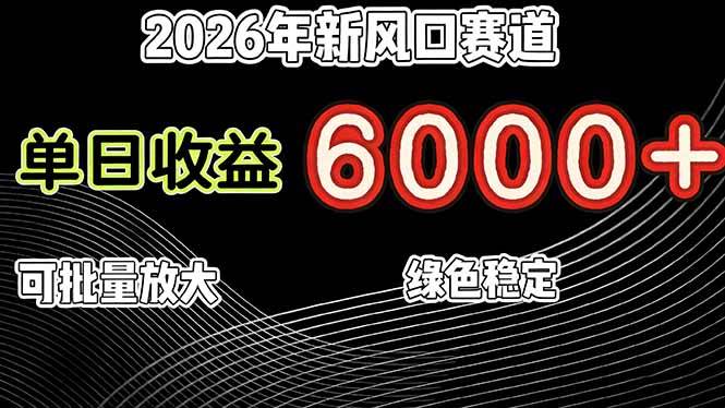 2026年新风口赛道，当日6000+以上，可批量放大，月收入20万+，长期绿色稳定的项目|52搬砖-我爱搬砖网