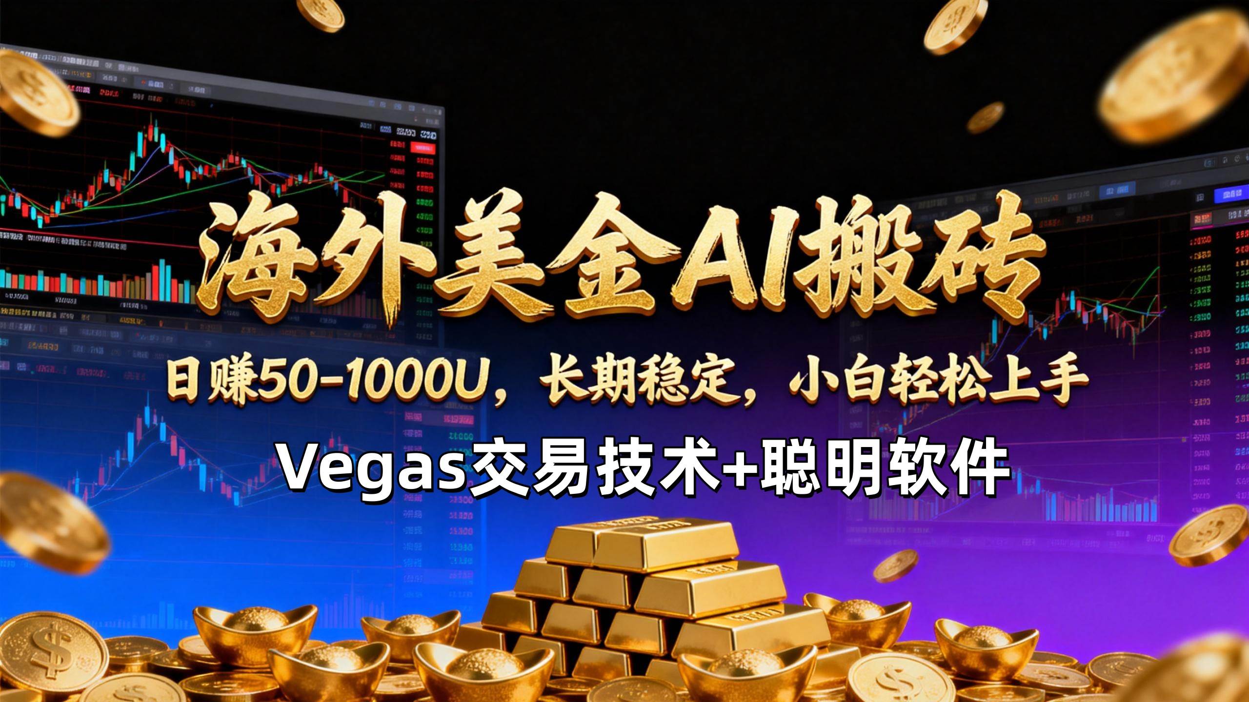 【海外美金AI搬砖】Vegas交易技术+聪明软件，日赚50-1000U，长期稳定，小白轻松上手。|52搬砖-我爱搬砖网