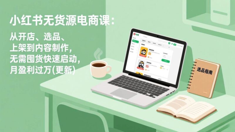 小红书无货源电商课：从开店、选品、上架到内容制作，无需囤货快速启动，月盈利过万(更新)|52搬砖-我爱搬砖网