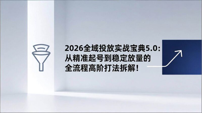 2026全域投放实战宝典5.0：从精准起号到稳定放量的全流程高阶打法拆解！|52搬砖-我爱搬砖网