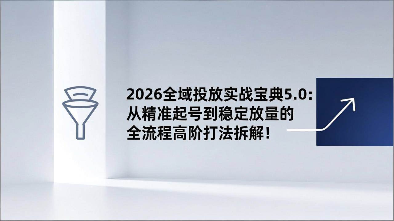 2026全域投放实战宝典5.0：从精准起号到稳定放量的全流程高阶打法拆解！|52搬砖-我爱搬砖网