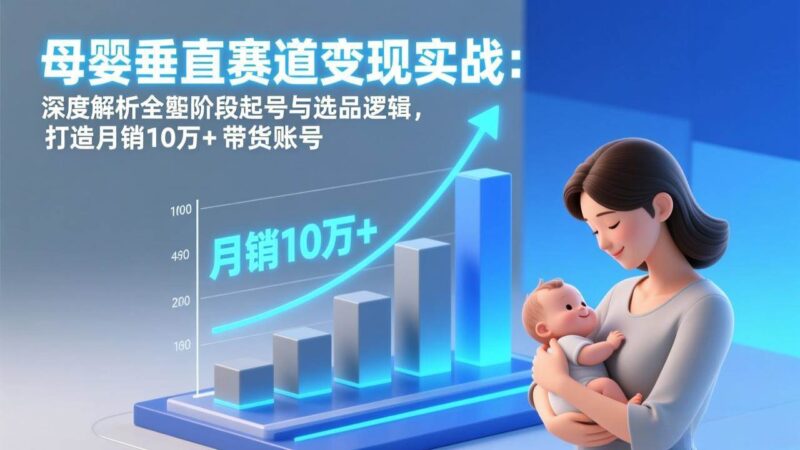 母婴垂直赛道变现实战:深度解析三大阶段起号与选品逻辑,打造月销10万+带货账号|52搬砖-我爱搬砖网